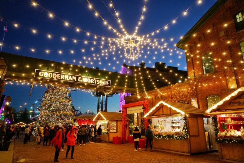 An outdoor Christmas market in Toronto