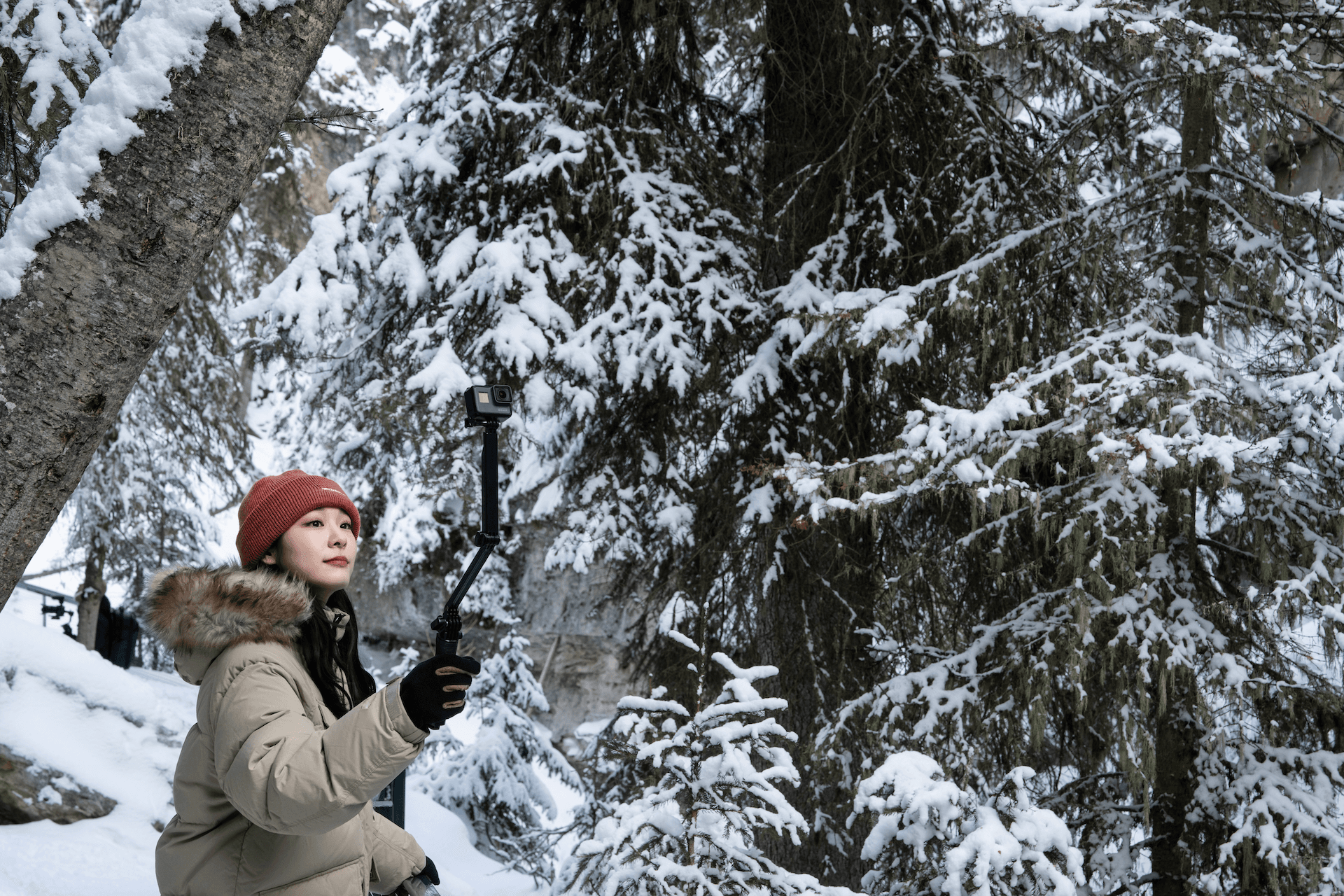 Yuna Kim explores Johnston Canyon in the snow