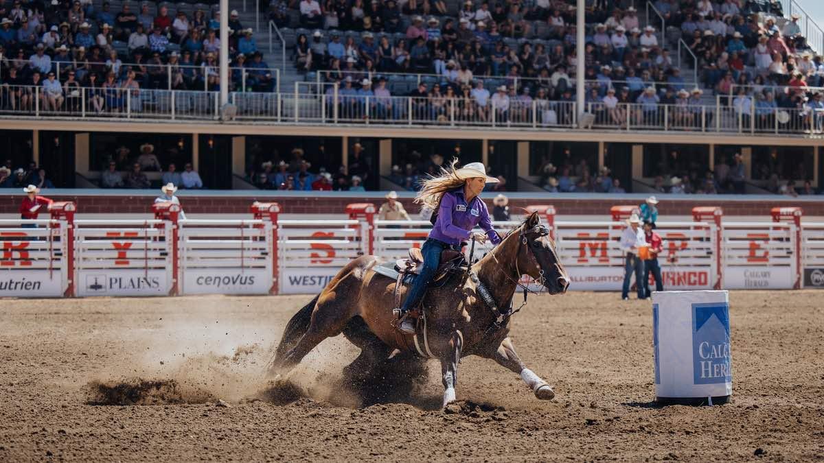 Barrel Racer performing during the Calgary Stampede