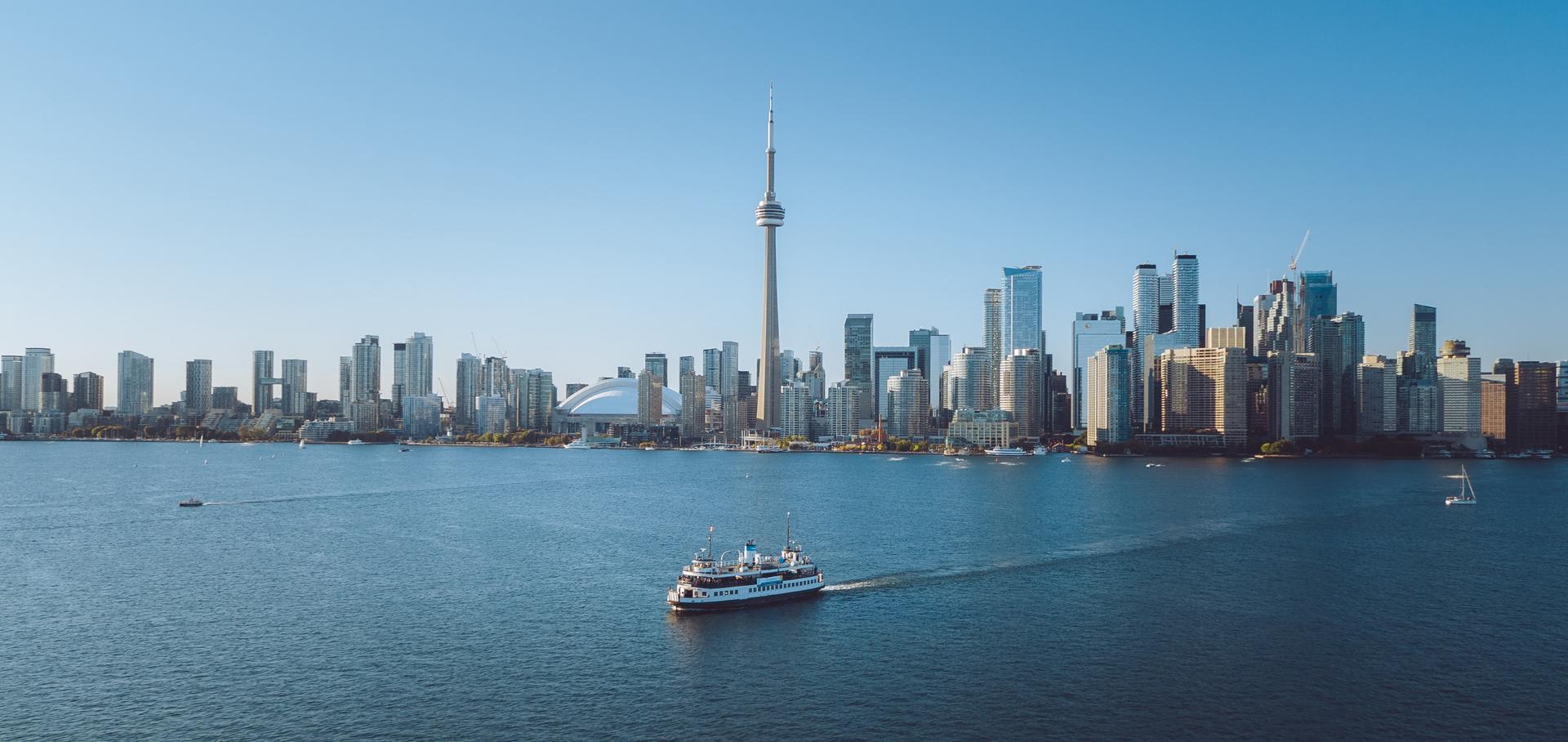 Ferry boat sails across Toronto Harbour