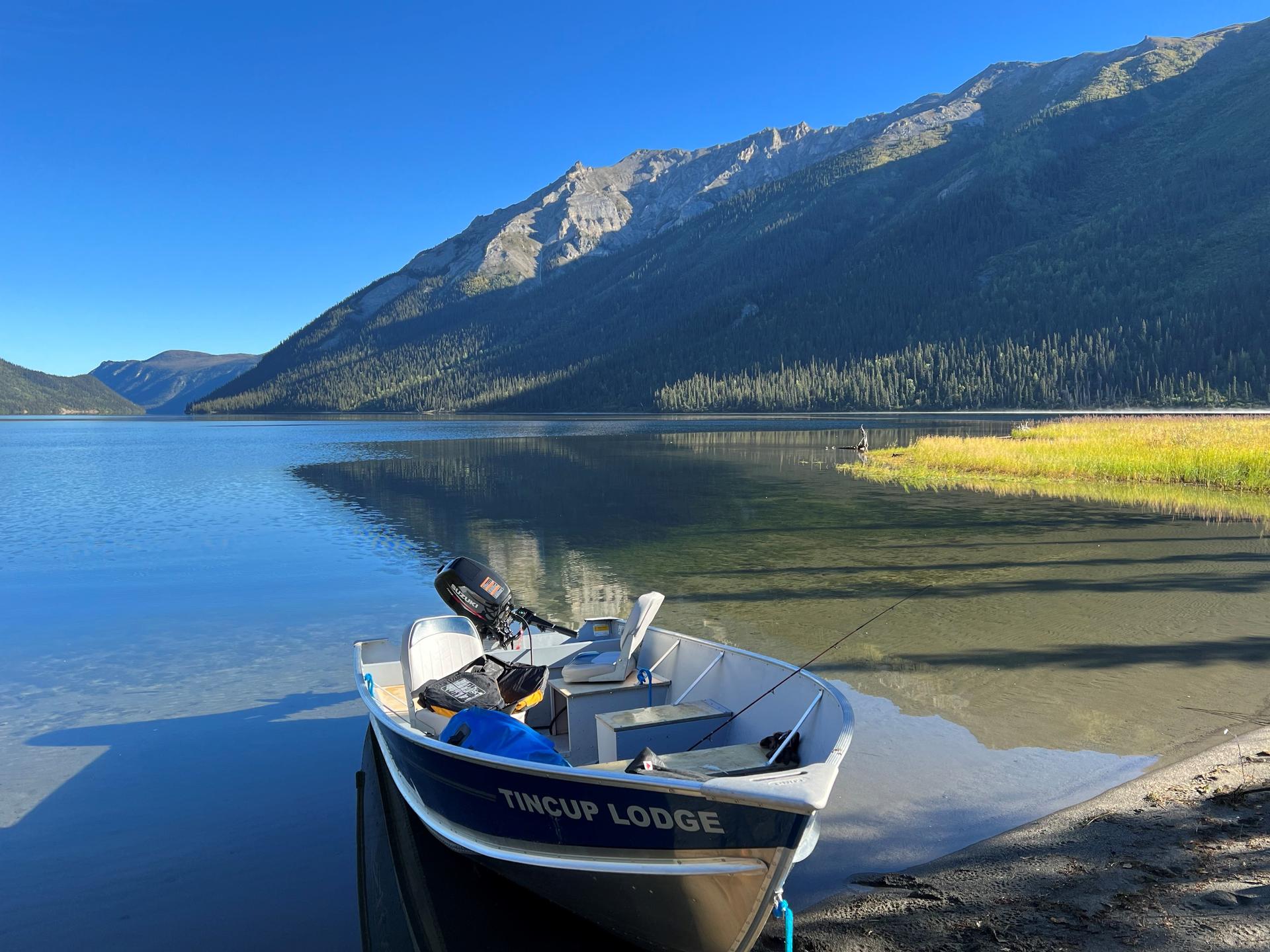 Tincup Lake in the summer at Tincup Wilderness Lodge, Yukon