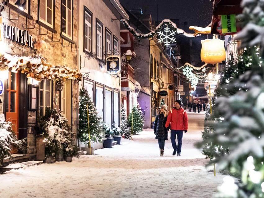 people walking through the streets of quebec city