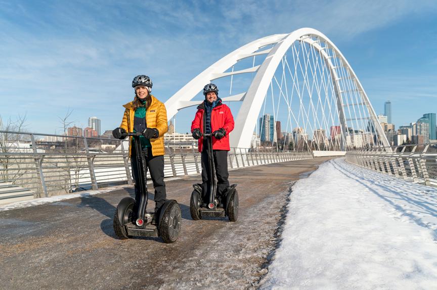 people riding segways down the road in alberta 