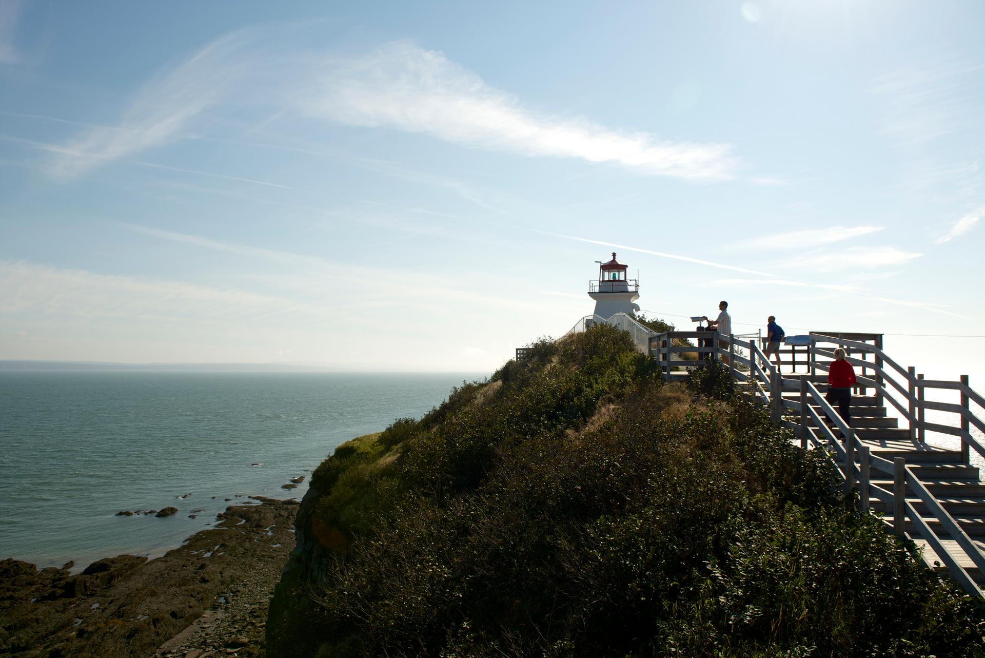 Caves and coastal features at low tide on the Bay of Fundy, near