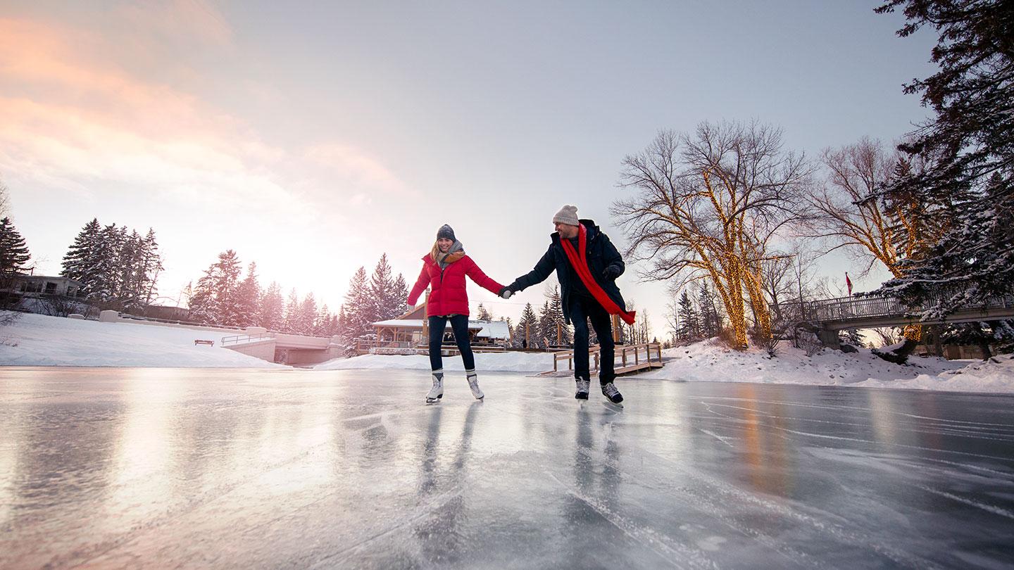 people ice skating in alberta