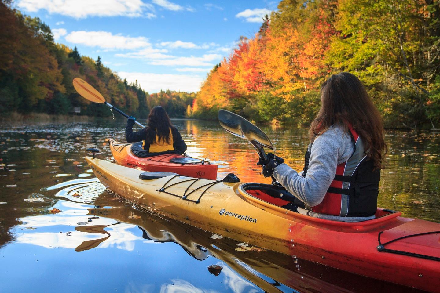 River kayaking in the fall, Prince Edward Island