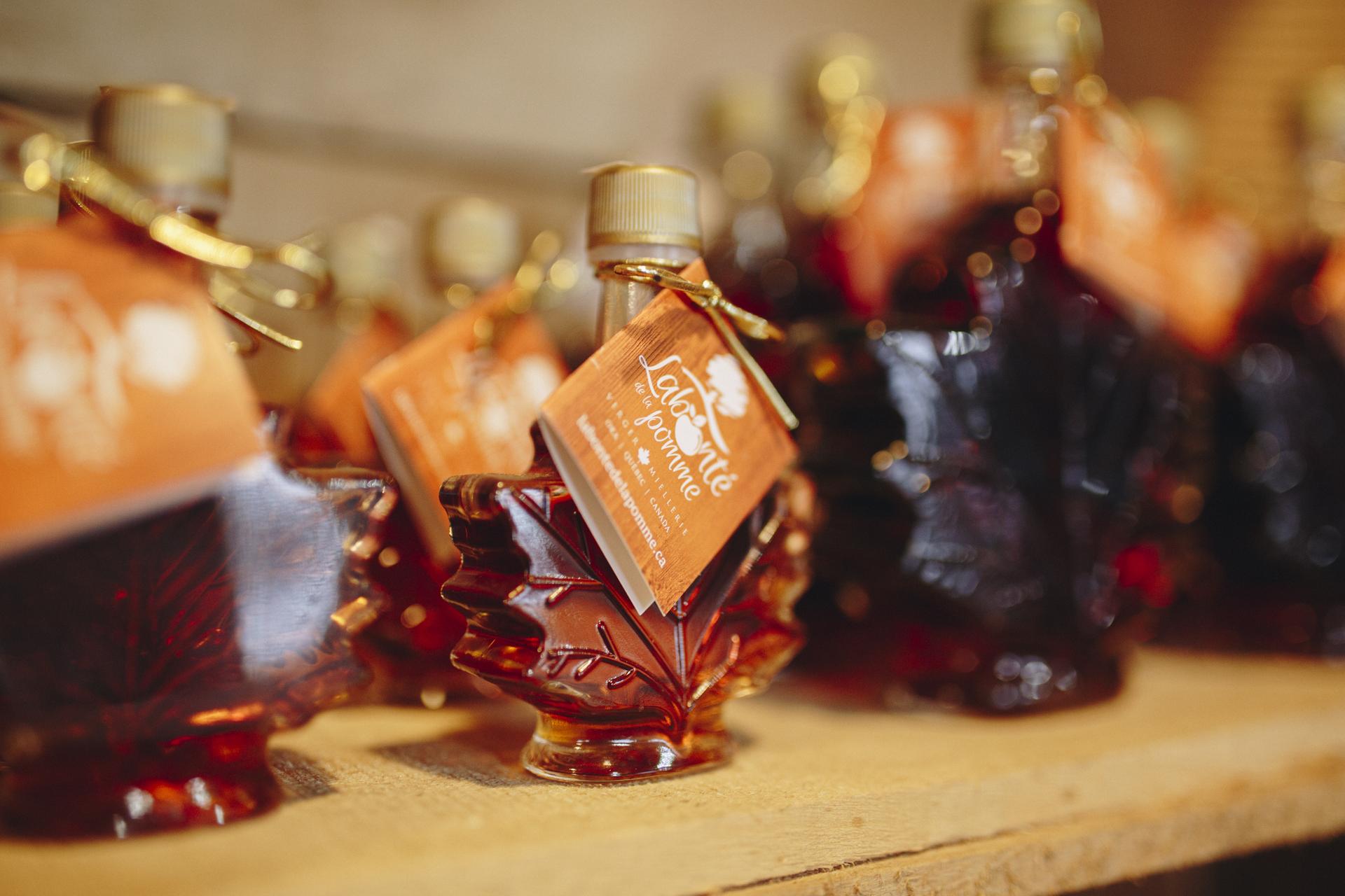 Maple leaf syrup bottle