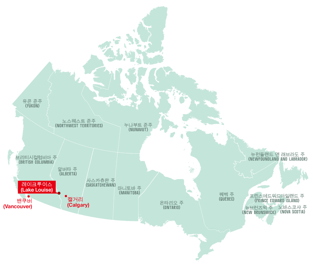 An animated map showing tourist destinations in Canada