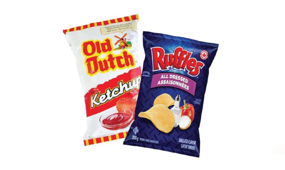Two bags of Canadian brands of chips