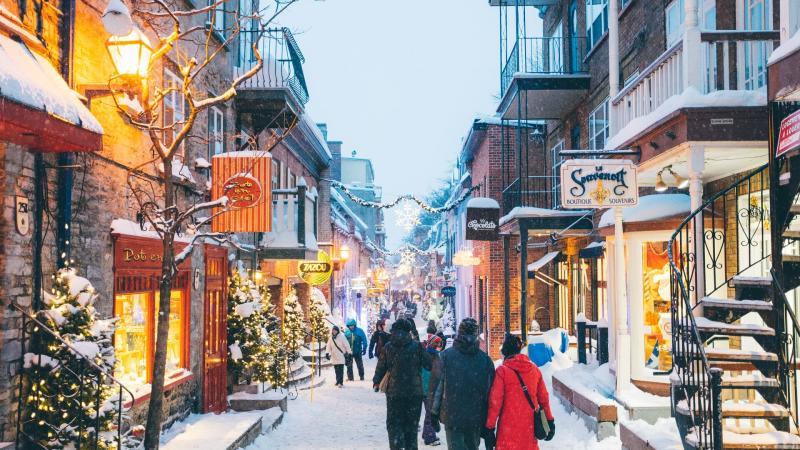 A wintry street in Quebec City