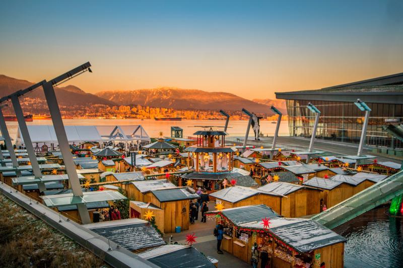 An outdoor Christmas market in Vancouver