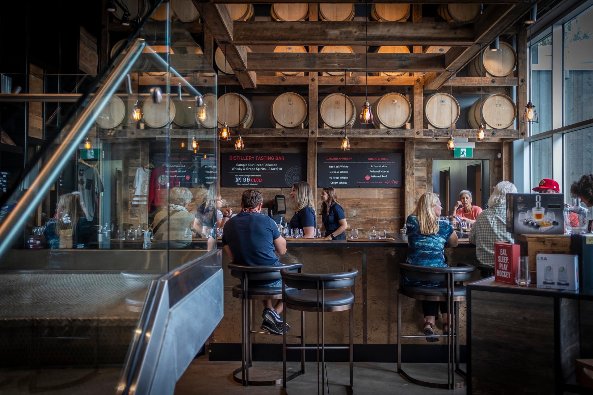 A view of the bar at Wayne Gretzky Estates Winery.