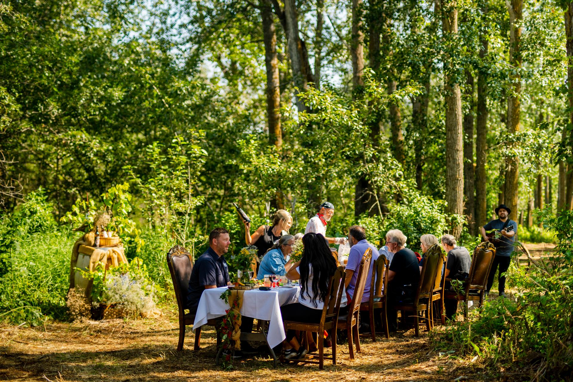 Outdoor dining at Prairie Gardens in Alberta