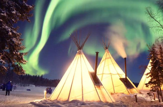 ティーピー(カナダ先住民の住居)をご用意!温かい飲み物を飲みながらオーロラを待てます(イメージ)