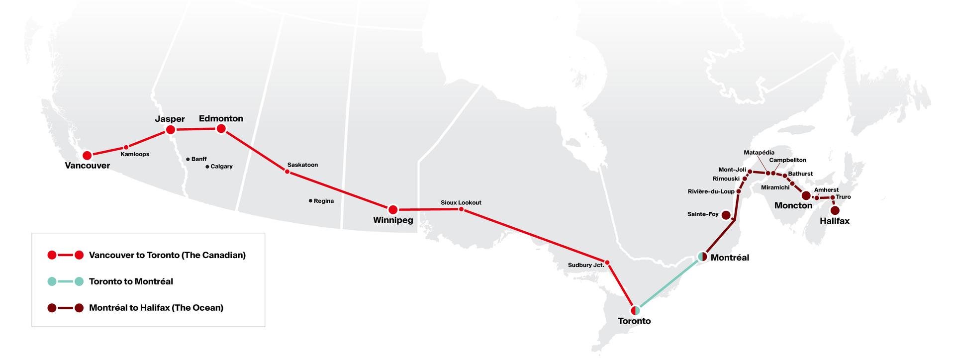 Via Rail train routes
