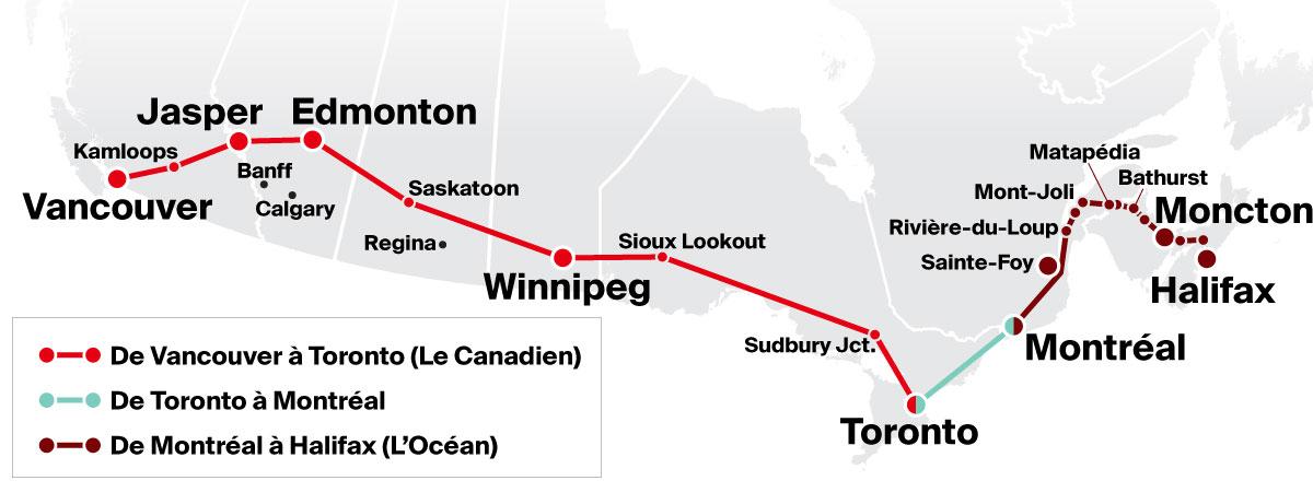 Via Rail trainroutes