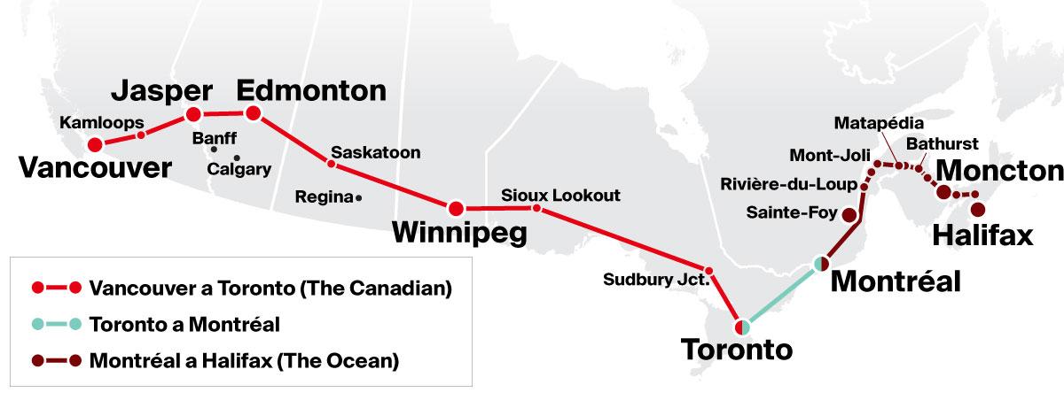 Via Rail trainroutes