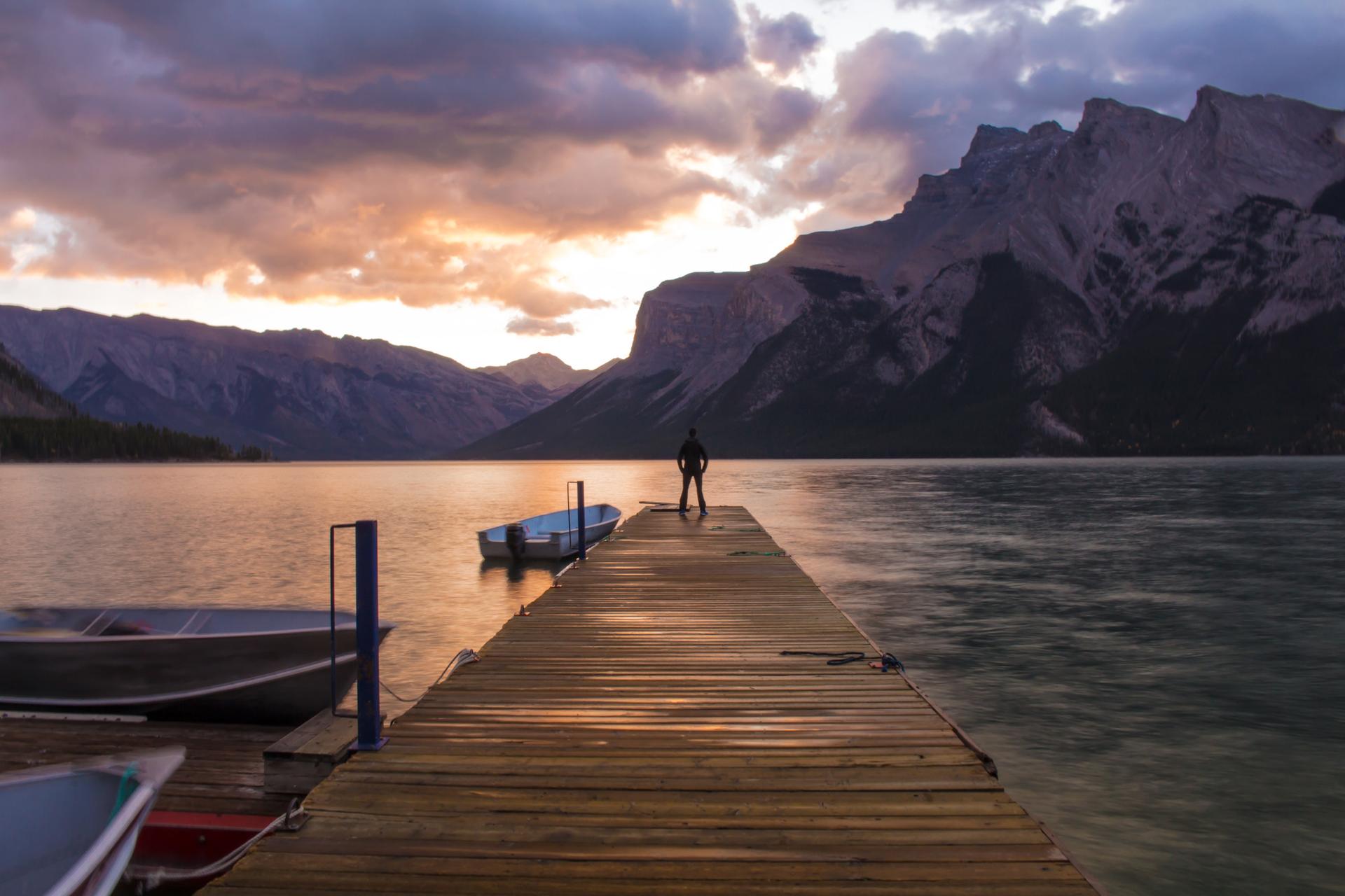 Sunset at Lake Minnewanka, Banff