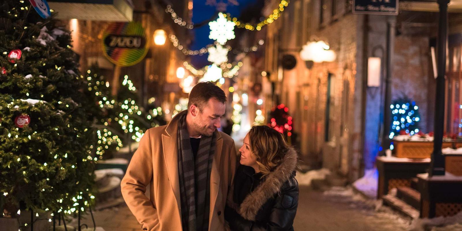 a couple in the streets on quebec cite