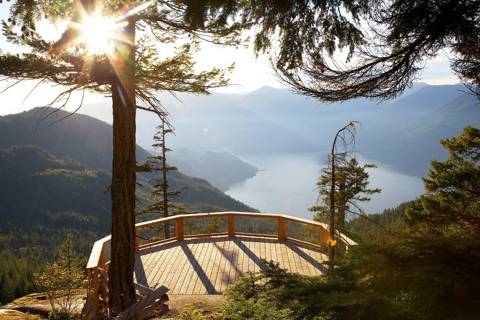 view from the sea to sky gondola lookout in squamish, bc