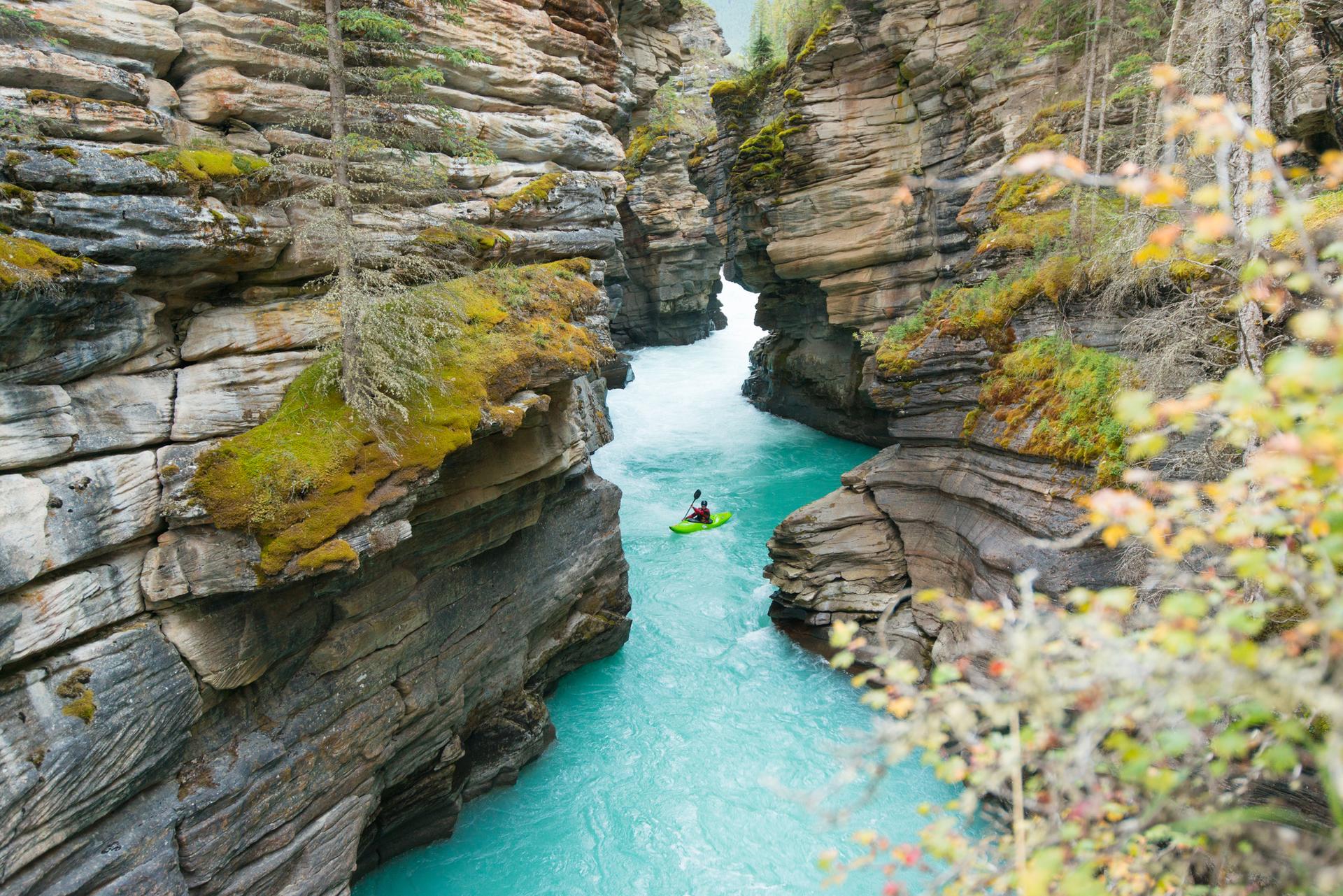 Group touring Maligne Canyon.