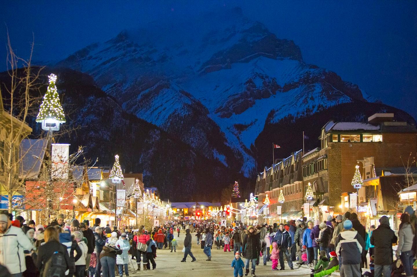 Banff Avenue in winter