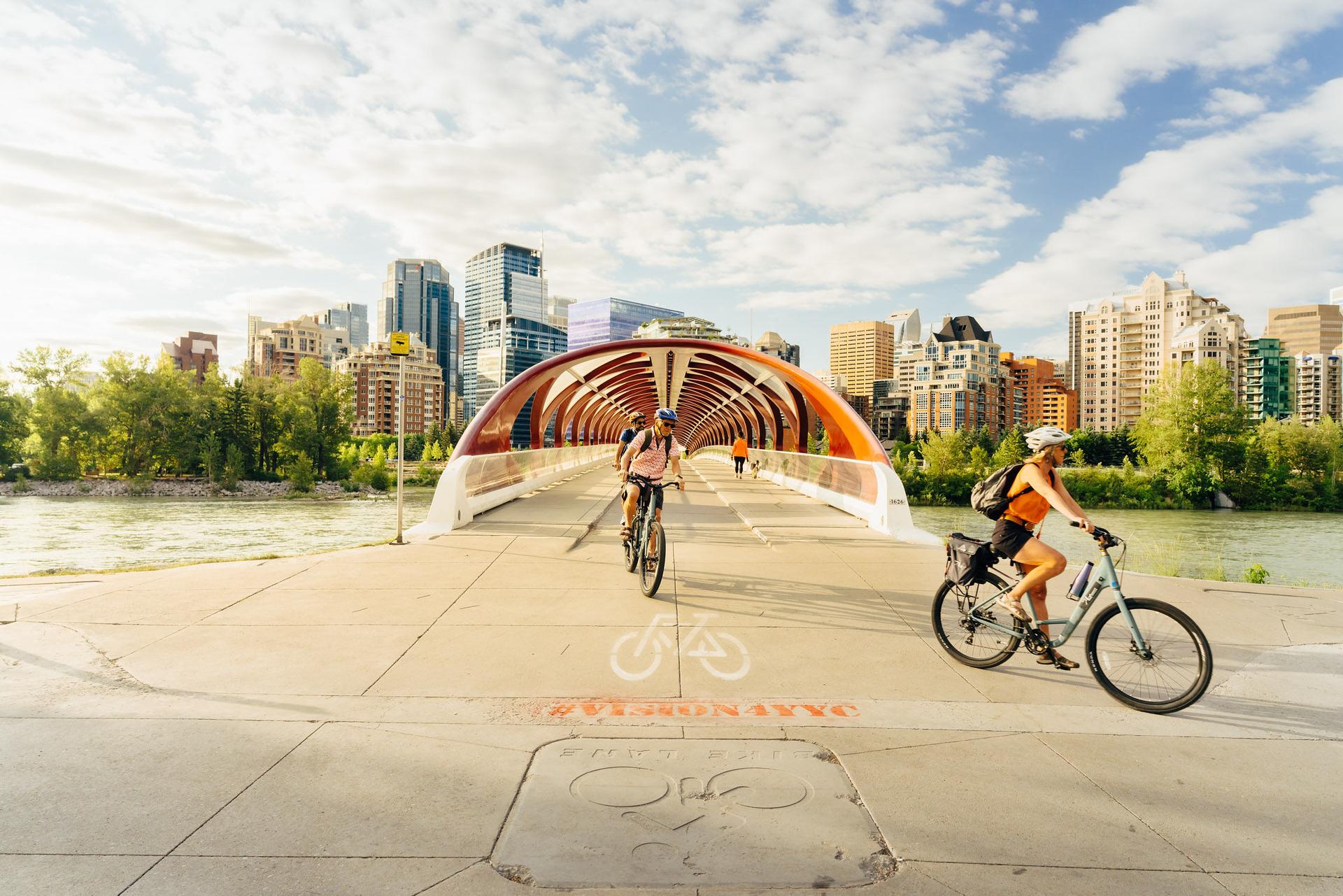 people biking in calgary