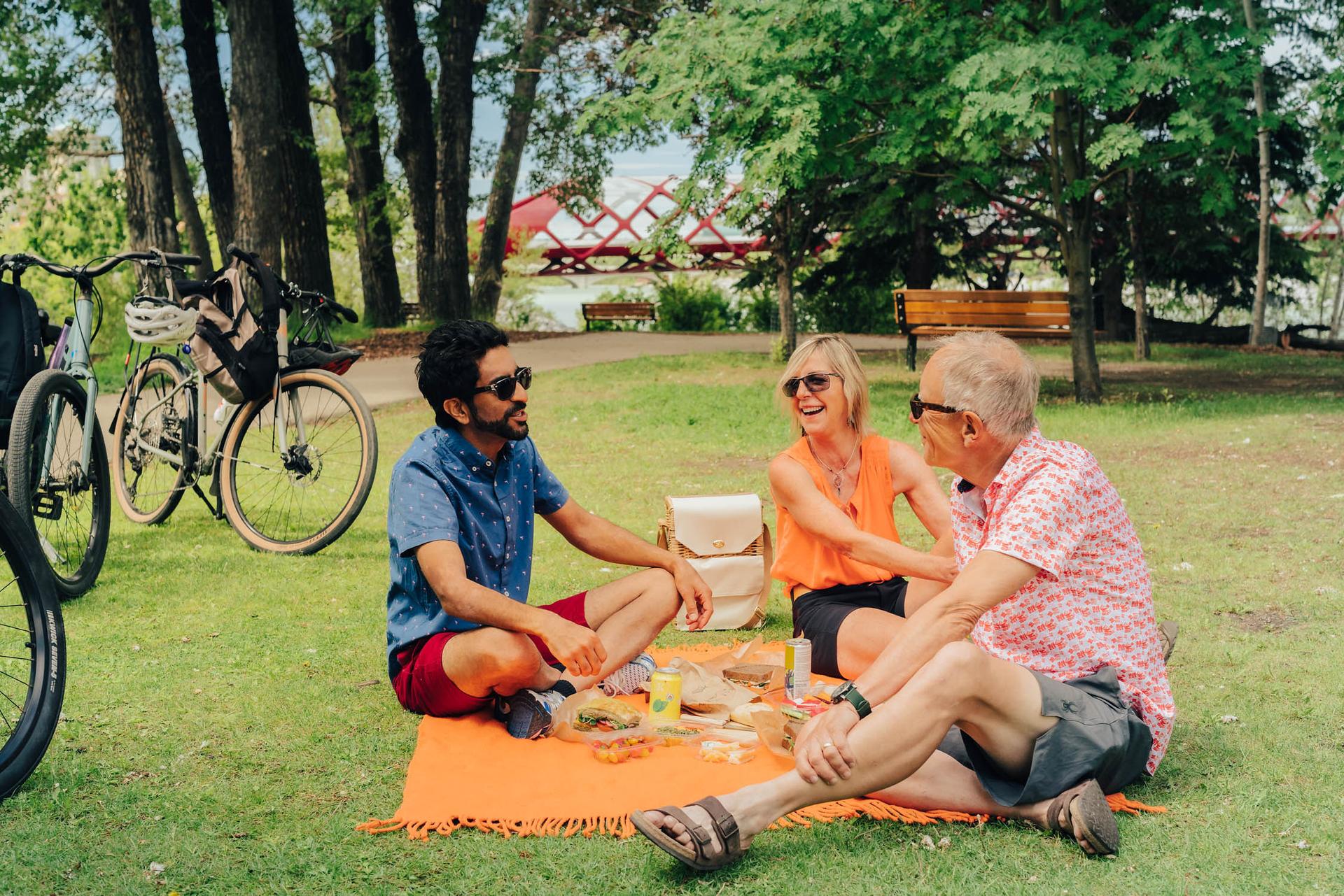 people sitting in a park in calgary