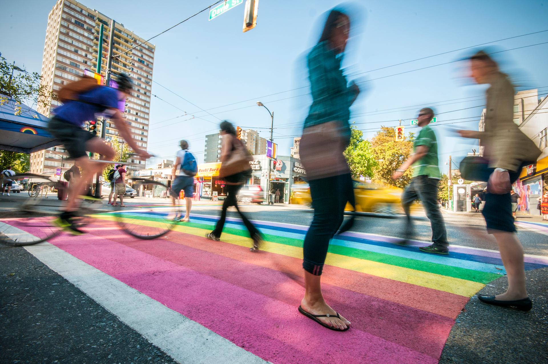 Rainbow sidewalk LGBT Vancouver