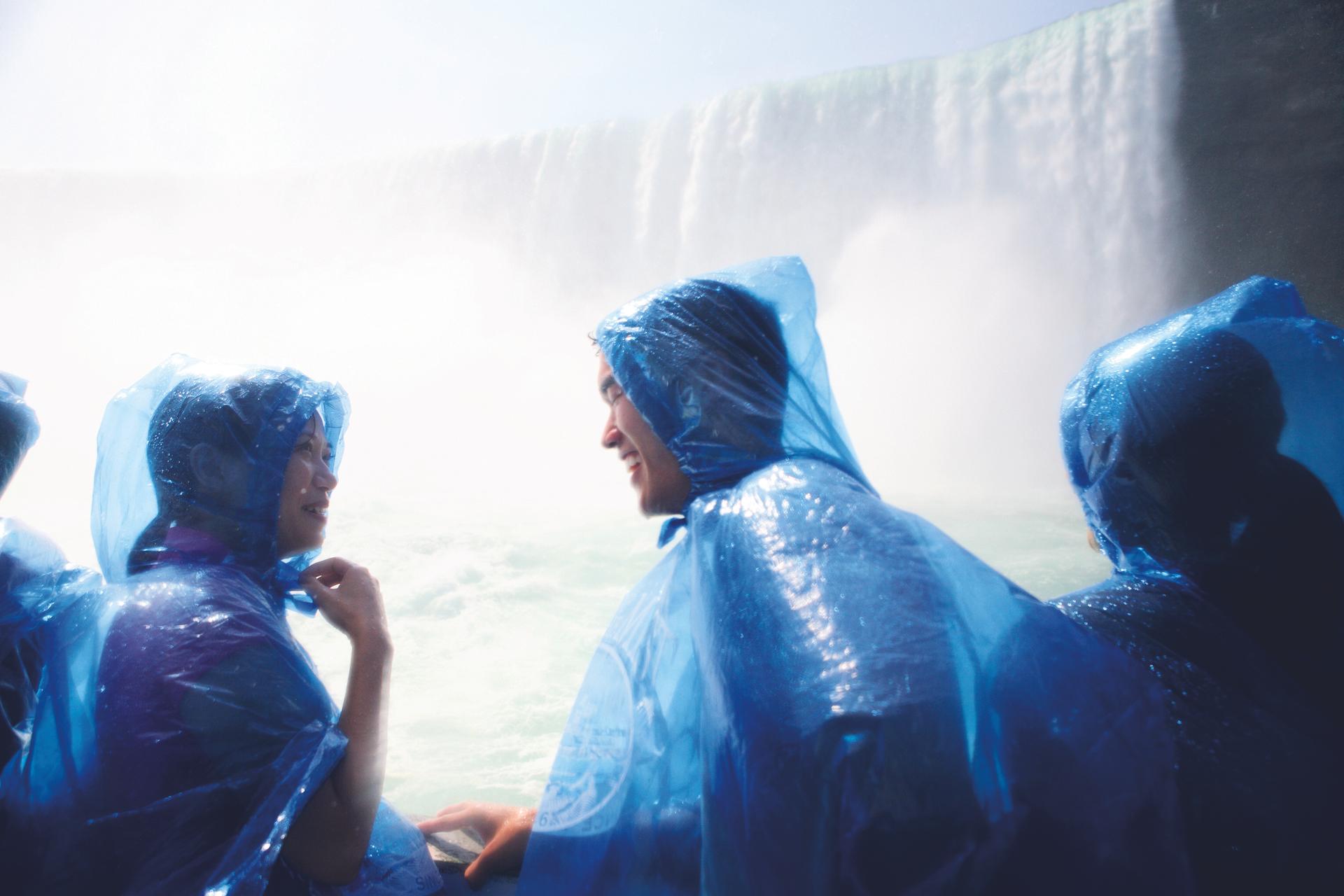 Wearing ponchos at Niagara Falls