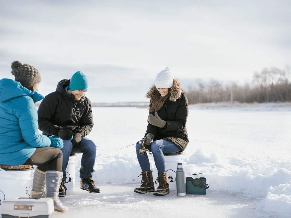 Ice fishing at Bear Lake, Grande Prairie, Alberta