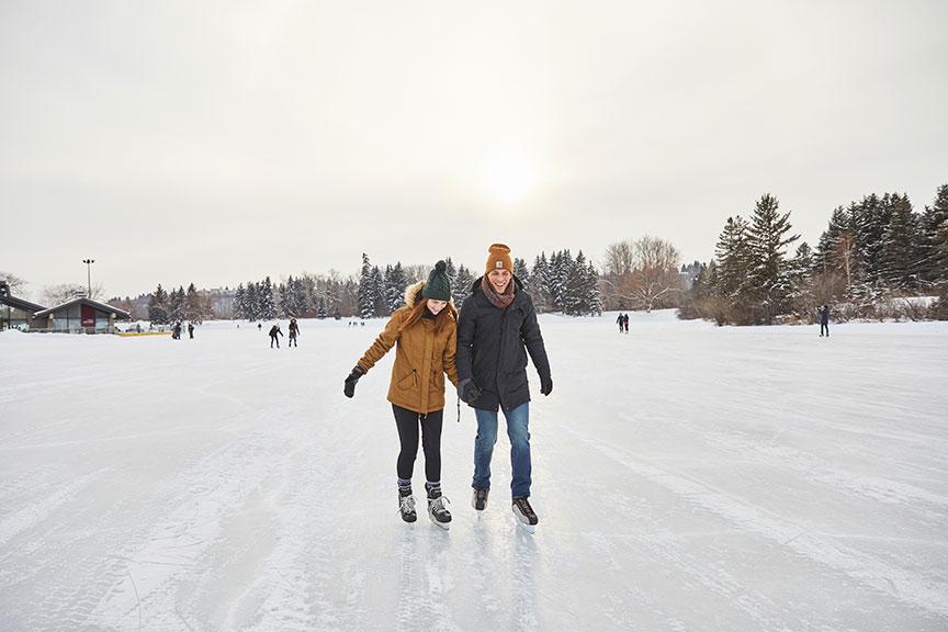 couple ice skating on the victoria park iceway 