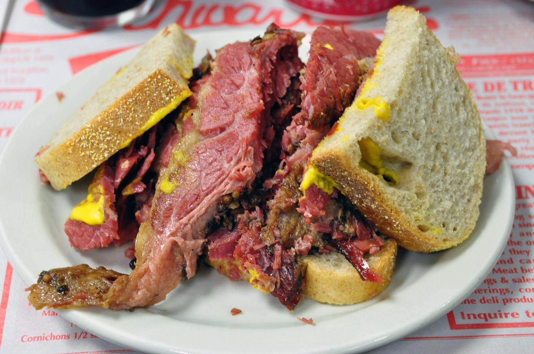 A Schwartz smoked meat sandwich