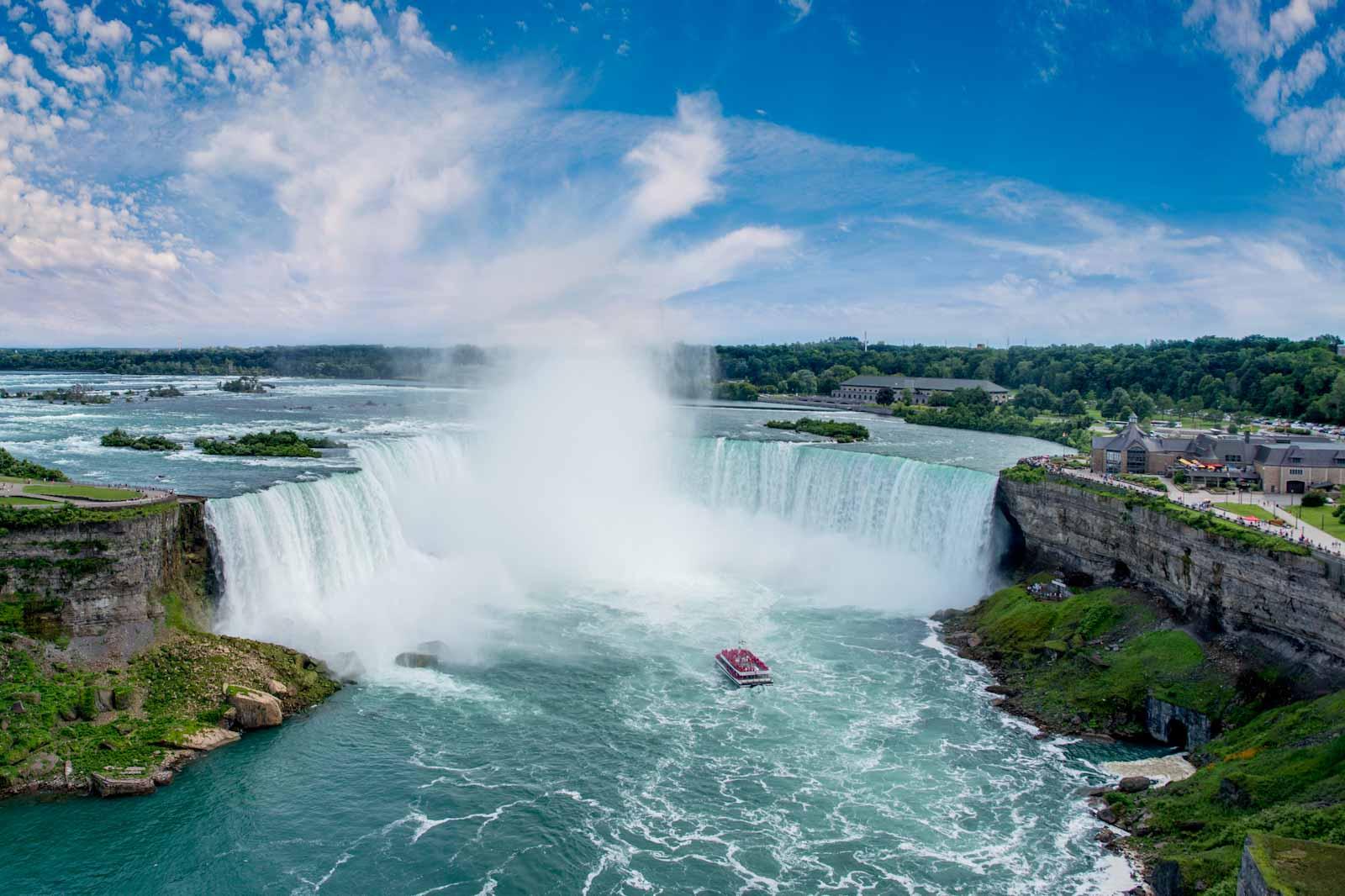 niagara falls with blue skies