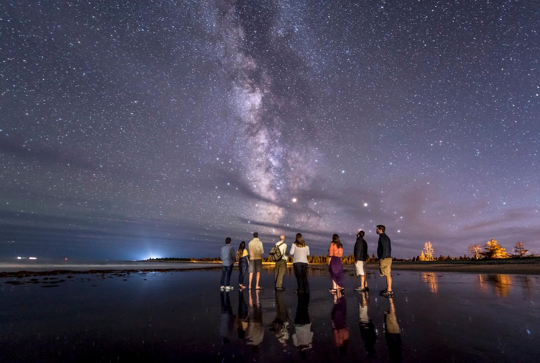 Beach stroll under the night sky at White Point Resort, Nova Scotia