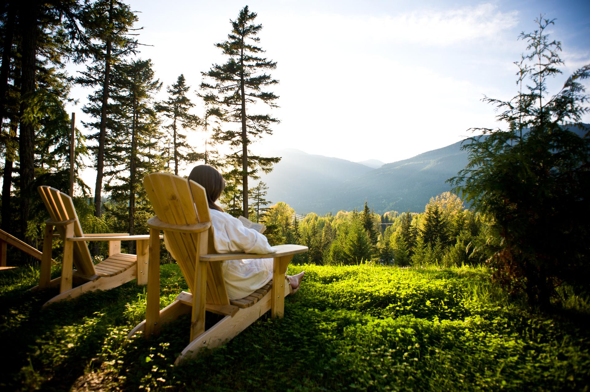 Relaxing overlooking trees in Whistler