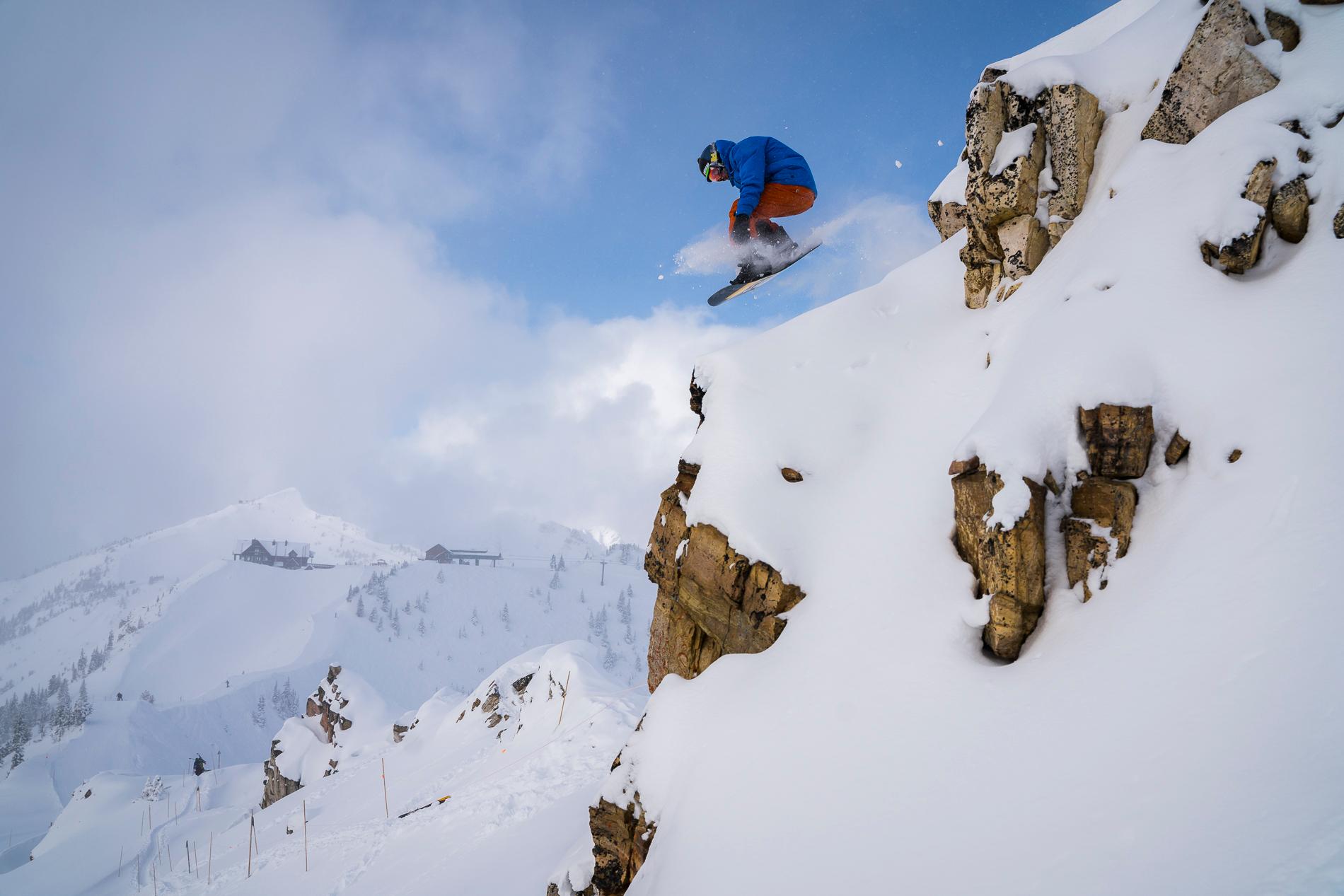 snowboarder at kicking horse