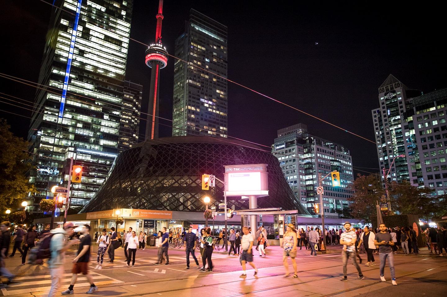 Toronto's Entertainment District at night