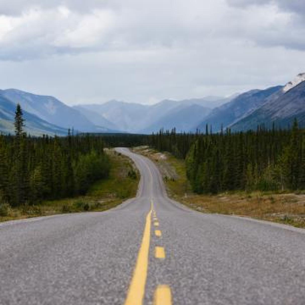 The road toward muncho lake provincial park in British Columbia
