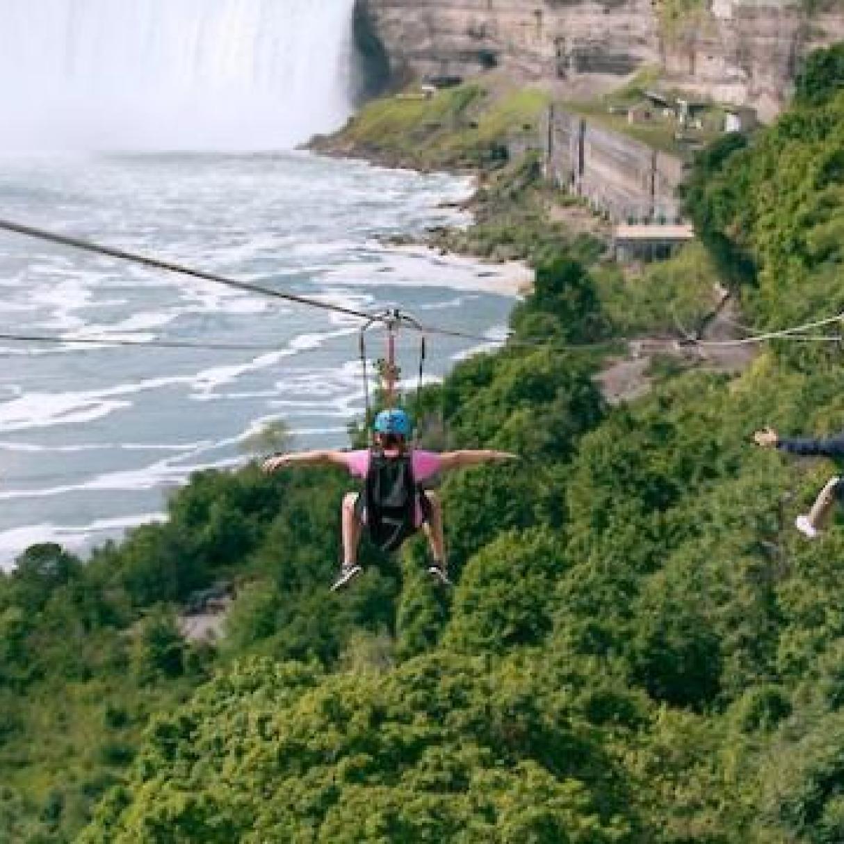 Zipliners near Niagara Falls