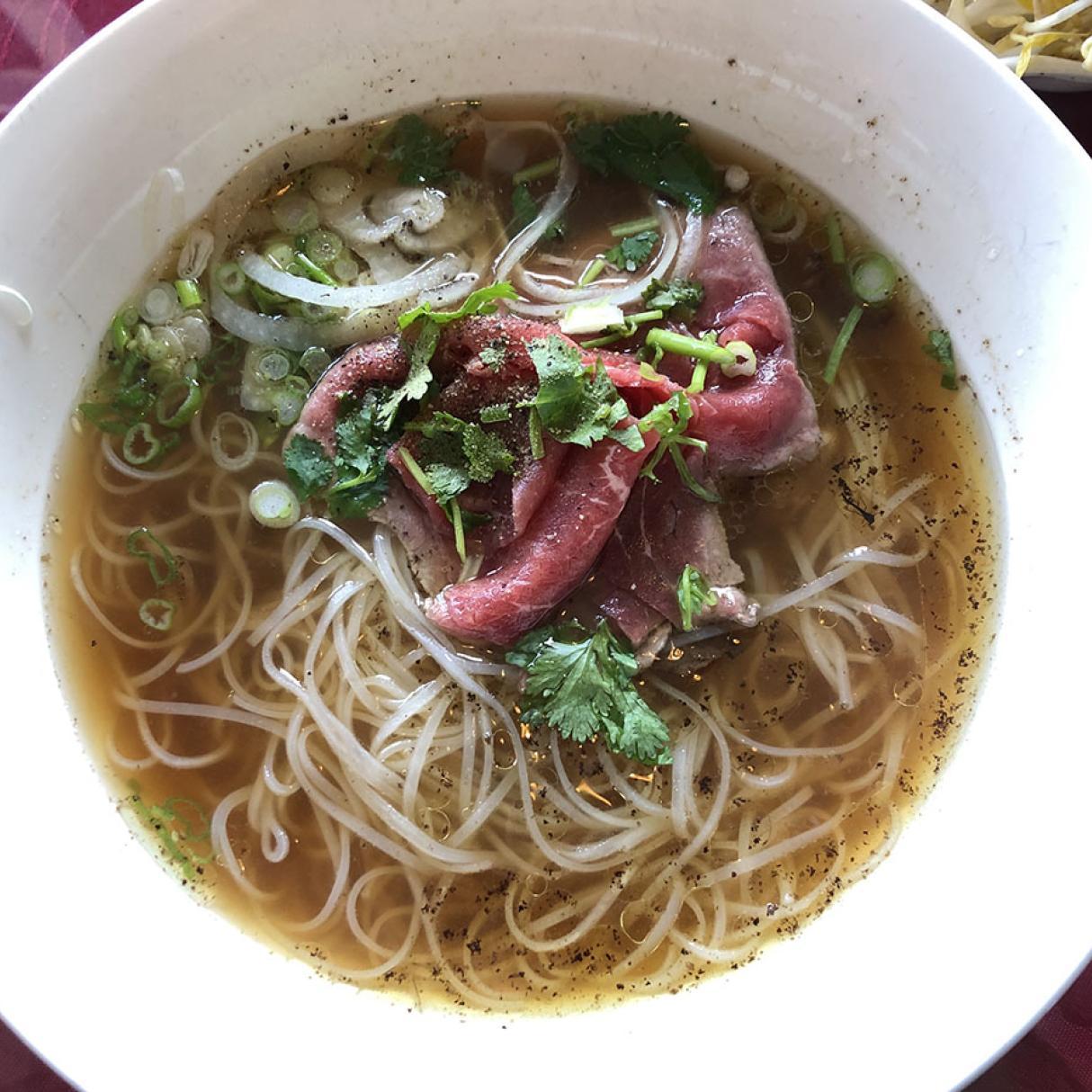 A colourful bowl of pho