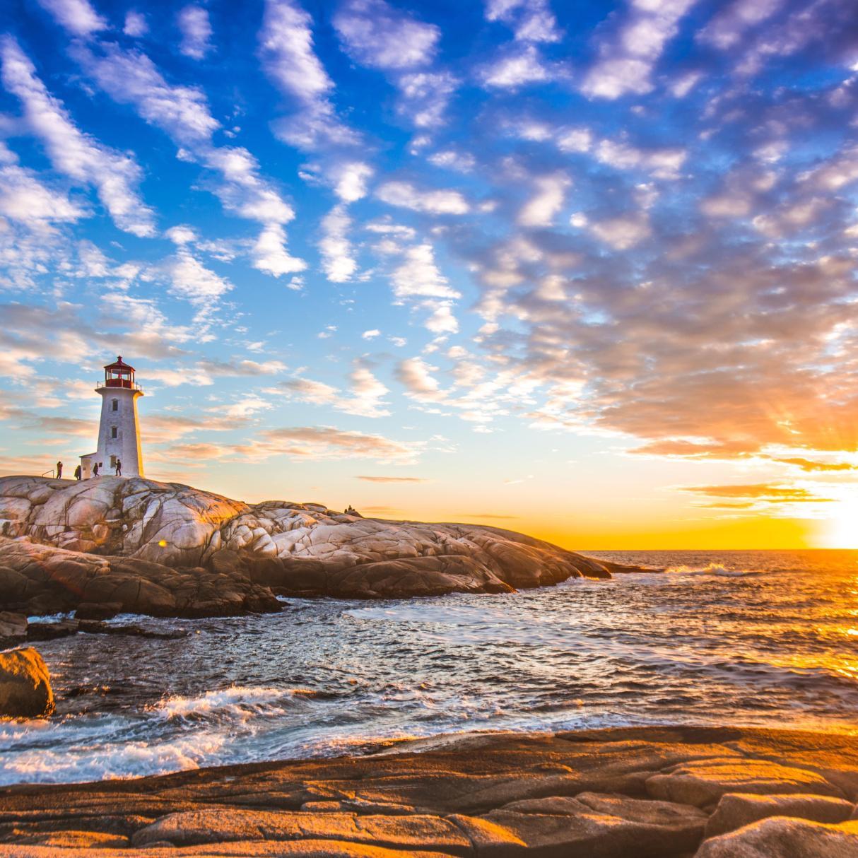 Lighthouse in Nova Scotia at sunrise