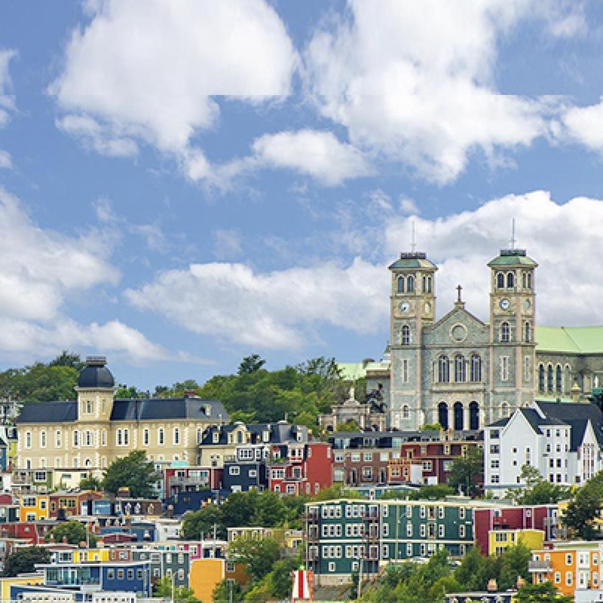 City view of the colourful houses in St John's Newfoundland
