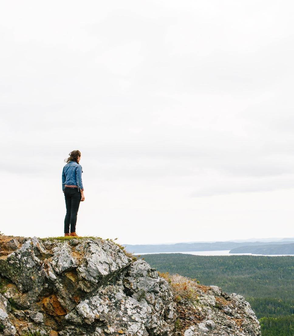A woman on a hike in Newfoundland, Canada
