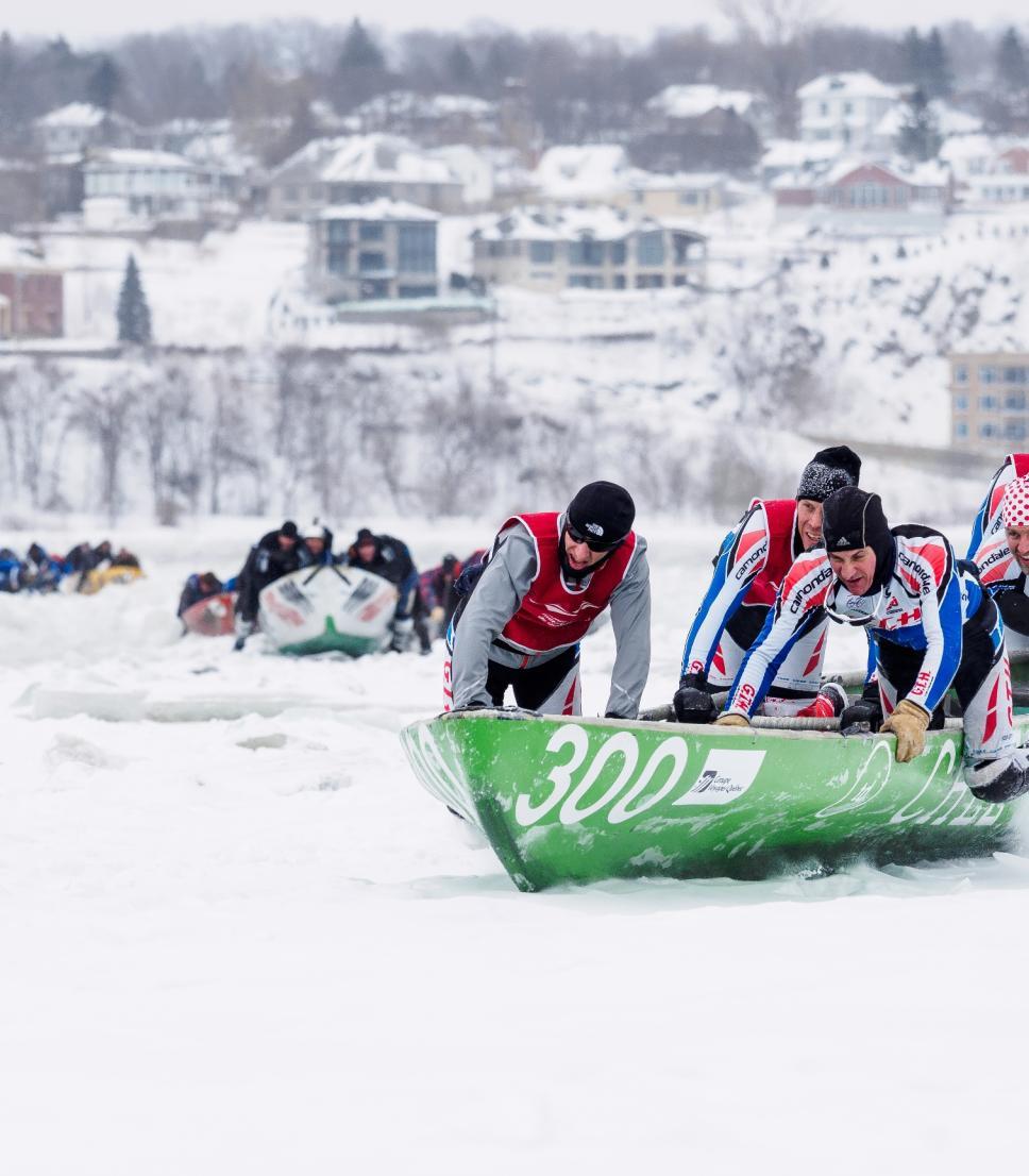An ice canoe race